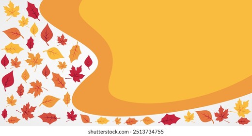 autumn background free copyspace area. with orange leaf decoration. design for banner, poster, greeting card.