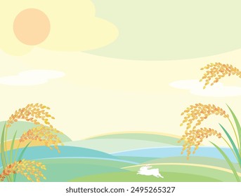 Fondo de otoño. Luna llena y conejo.