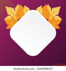 autumn background with geometric blank areas, leaf ornament vector. design for banner, greeting card, flyer, social media, presentation, web.