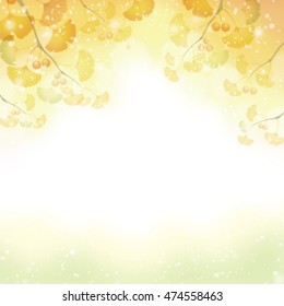 autumn background with ginkgo leaves