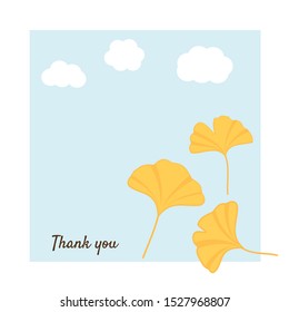 Autumn background with Ginkgo leaves, thank you card vector illustration.