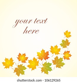 Autumn background. Autumn golden leaves border. Autumn postcard.
