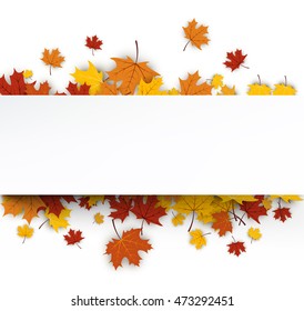 Autumn background with golden maple leaves. Vector paper illustration.