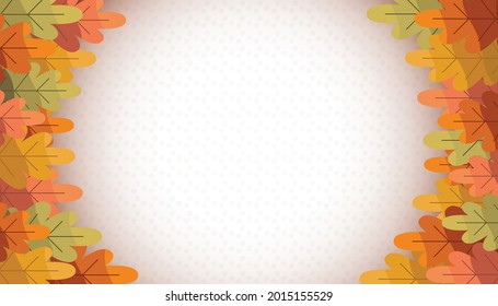 Autumn background with golden maple and oak leaves. Vector paper illustration.Vector set of greeting cards with autumn elements and lettering. Happy September, hello autumn, fall in love