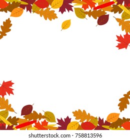 Autumn background with golden maple and oak leaves.