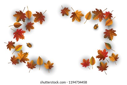 Autumn background with golden maple for poster, card, label, design discount, vector illustration.Vector illustration.