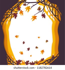 Autumn background with golden maple. Vector paper illustration. 