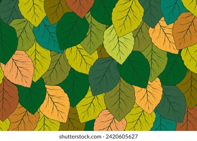 Autumn background with hand drawn engraved leaves