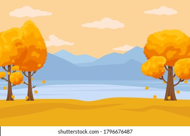 Autumn Background with Hand Drawn Autumn Text and Leaves around it. For Holiday sale Promo, Invitation card and Greeting card