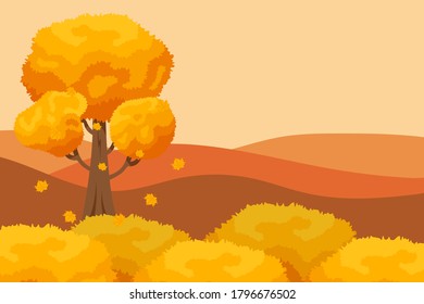 Autumn Background with Hand Drawn Autumn Text and Leaves around it. For Holiday sale Promo, Invitation card and Greeting card