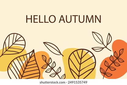 The autumn background is hand-drawn. Vector.