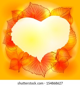 Autumn background with heart and leaves