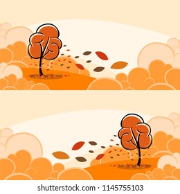 Autumn background hill with clouds