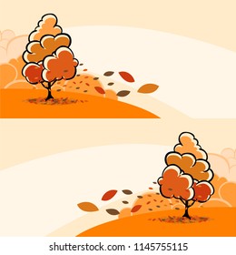 Autumn background hill and tree vector