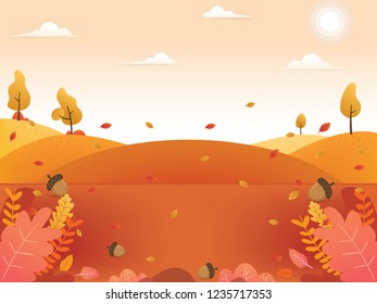 Autumn background illustration. Autumn fall leaves background. Beautiful autumn scenery background