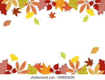 Autumn background illustration, fallen leaves frame