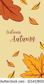 autumn background illustration with falling leafs