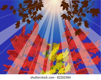 ilustración de fondo de otoño con hojas de arce