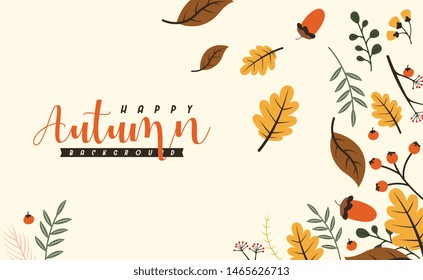 Autumn background illustration vector. Flat background of autumn