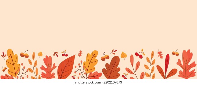 Autumn background illustration vector. Flat background of autumn. Autumn banner.
