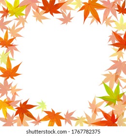 Ilustración de fondo otoñal (vector, hojas de otoño, marco)