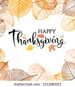 Autumn background with inscription for Thanksgiving Day, a vectorial format