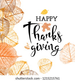 Autumn background with inscription for Thanksgiving Day, a vectorial format