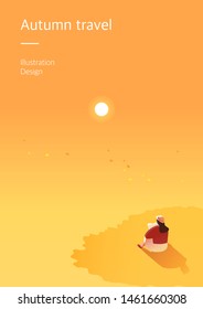 Autumn background - landscape illustration