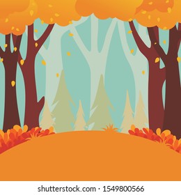 Autumn Background landscape Vector, with beautiful and lovely scenery design, simple, flat cartoon, and modern 