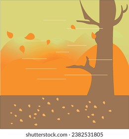 Autumn Background and Landscape Vector Illustration