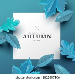Autumn background layout composition with paper leaves and room for text. Vector leaf fashion illustration.