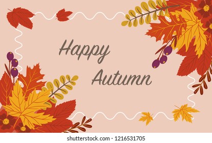 Autumn background layout decorate with frame leaflet or web banner.Vector illustration template.