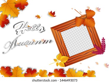 Autumn background layout decorate with leaves for shopping sale or promo poster and frame or web banner.Vector.