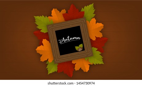 Autumn background layout decorate with leaves and frame leaflet or web banner.Vector illustration template.
