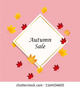 Autumn background layout decorated with leaves. Vector Illustration.