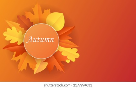 Autumn background layout decorated with leaves for shopping or promotional poster and leaflet frame or banner. Vector design.