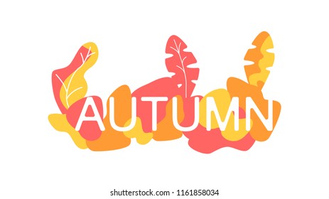 
Autumn background layout, web banner multi color text. Vector autumnal design for leaflet or poster. flat design
