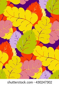 Autumn background. The leaf fall. Pattern of leaves of birch and oak. 