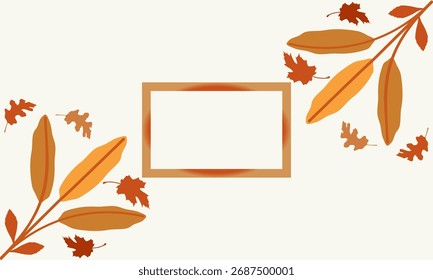 Autumn background with leaf frame and decorative foliage composition