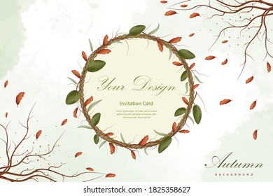 Autumn background with leaf and rope decoration.