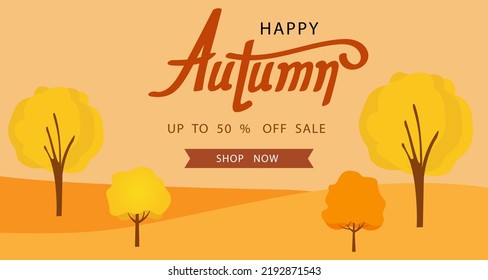 Autumn background with leaf for shopping sale Banner for promotion discount season. Vector illustration template. Thanksgiving backdrop