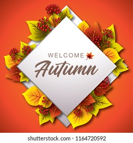 Autumn Background with Leaves