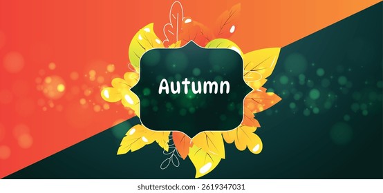 Autumn Background with Leaves Banner Design.