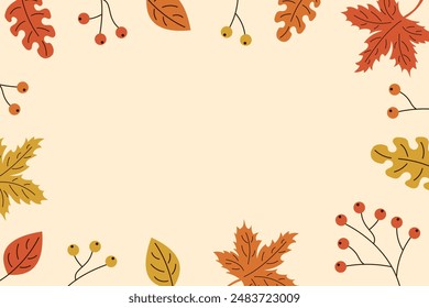 Autumn background with leaves for banner, sale poster, greeting card. Vector illustration.