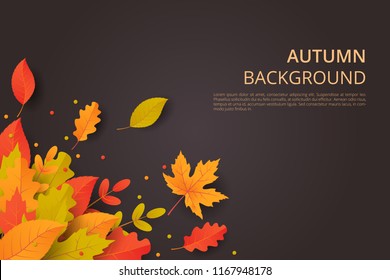 Autumn background with leaves. Can be used for poster, banner, flyer, invitation, website or greeting card. Vector illustration