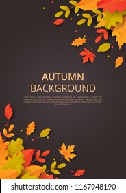 Autumn background with leaves. Can be used for poster, banner, flyer, invitation, website or greeting card. Vector illustration