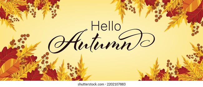Autumn background with leaves. Can be used for poster, banner, flyer, invitation, website or greeting card. Vector illustration. autumn banner.