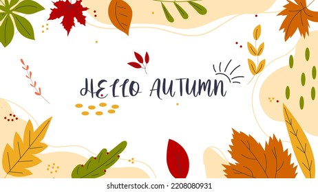 Fondo otoñal con hojas. Se puede usar para afiches, banners, volantes, invitaciones, sitios web o postales. Ilustración del vector