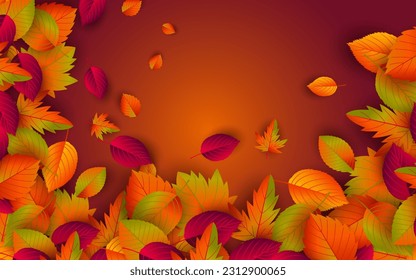 Autumn background with leaves. Can be used for poster, banner, flyer, invitation, website or greeting card. Vector illustration.