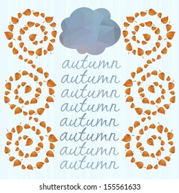 Autumn background with leaves and clouds.